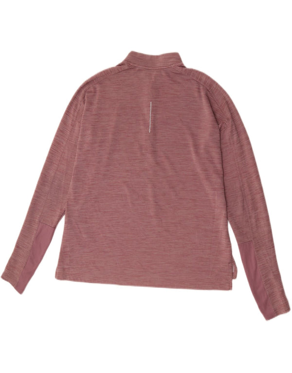 Nike Womens Dri Fit Running Pullover Tracksuit Top UK 16 Large Pink Flecked
