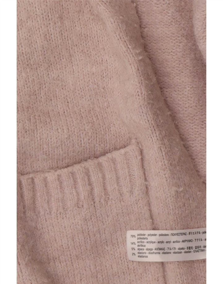 Pulover cardigan supradimensionat pentru femei Zara UK 10 Poliester roz mic