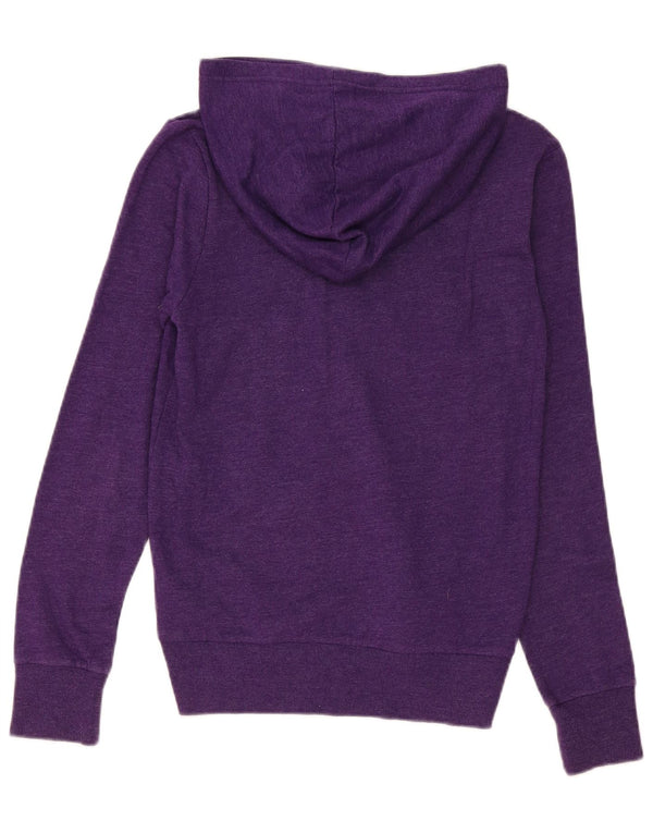Hurley Pulover cu capota cu fermoar grafic pentru femei UK 14, bumbac mov cu pete mari