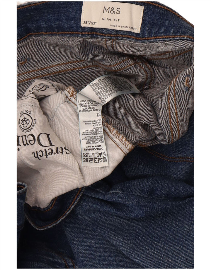 Blugi slim pentru bărbați Marks & Spencer W38 L33 Bumbac albastru