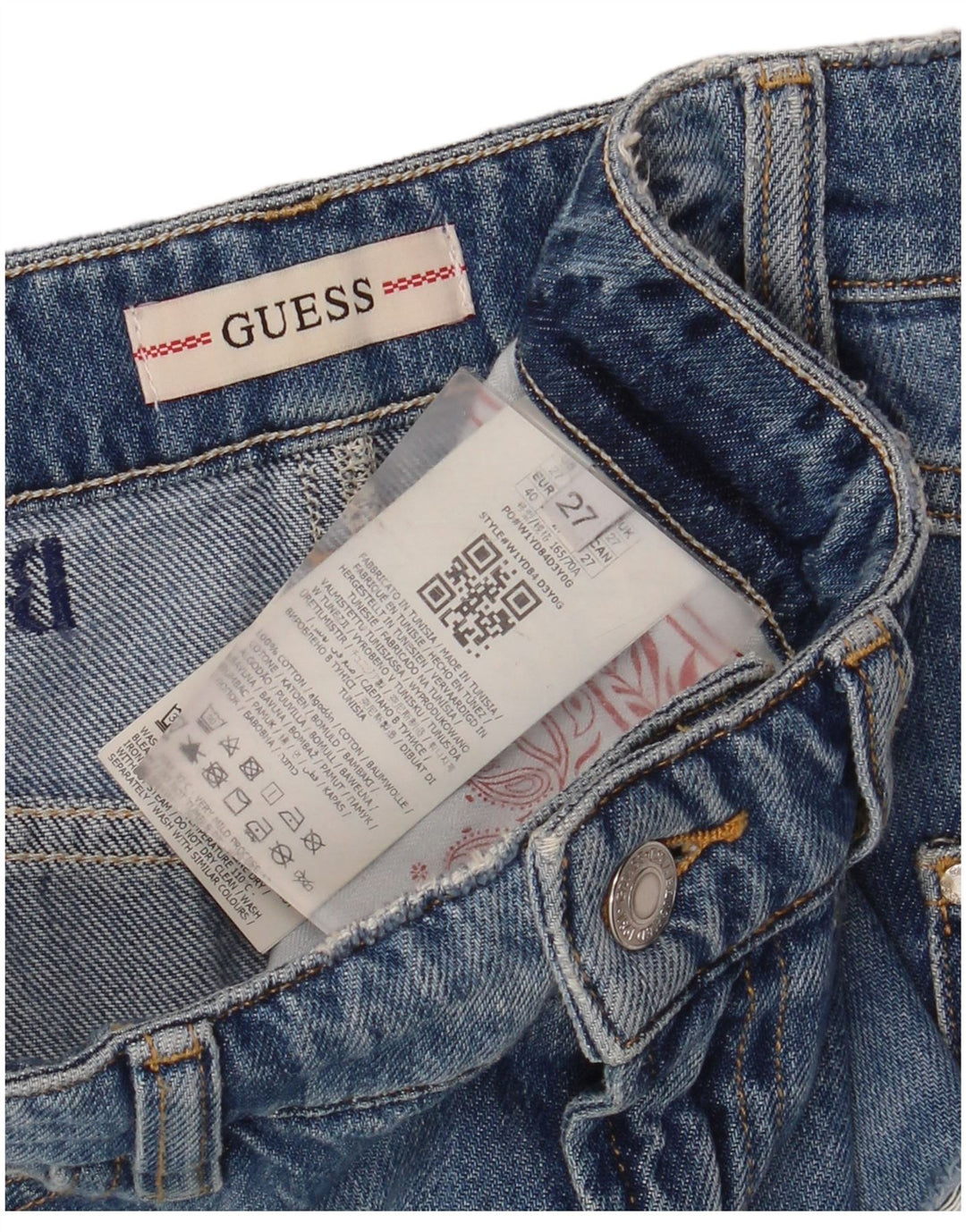 Guess Fusta Denim Distressed W27 Bumbac Albastru Mic