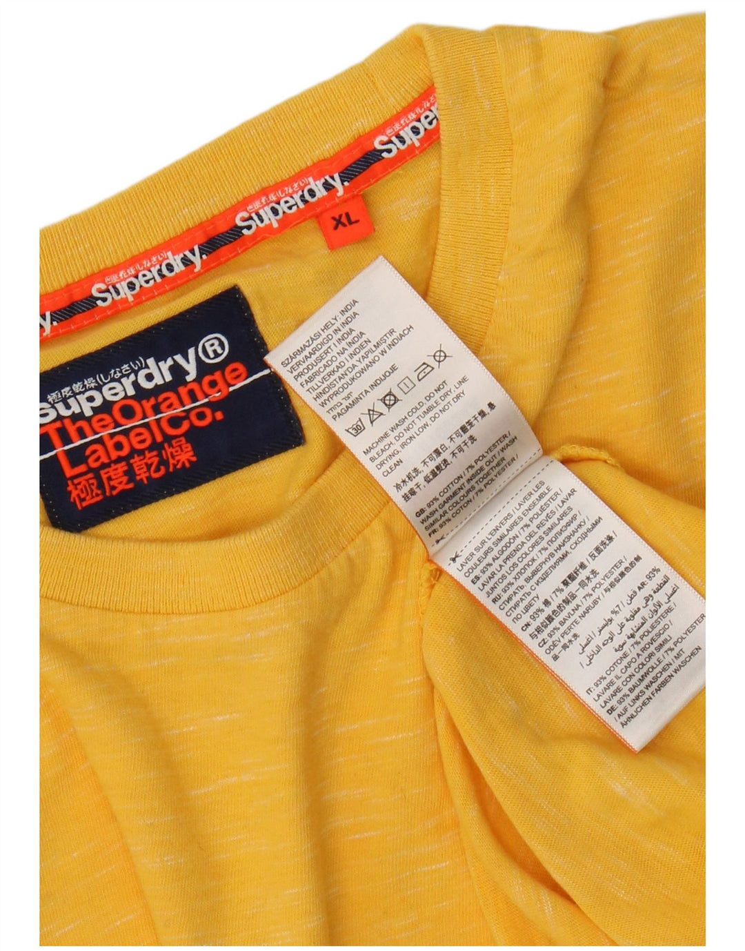 SUPERDRY Tricou Bărbați Top XL Bumbac Pete Galben