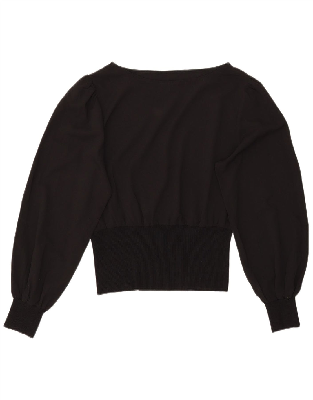 Bluză Vintage pentru femei Crop Batwing Top UK 12 Medium Black