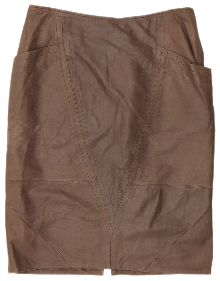 Fusta de piele vintage pentru femei W32 maro mare