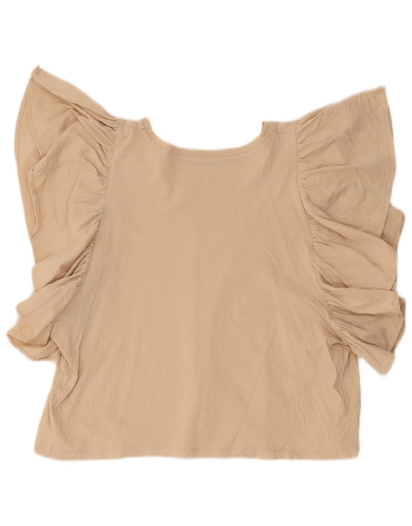 Bluză Zara pentru femei Crop Batwing Top UK 14 mare, bej, bumbac