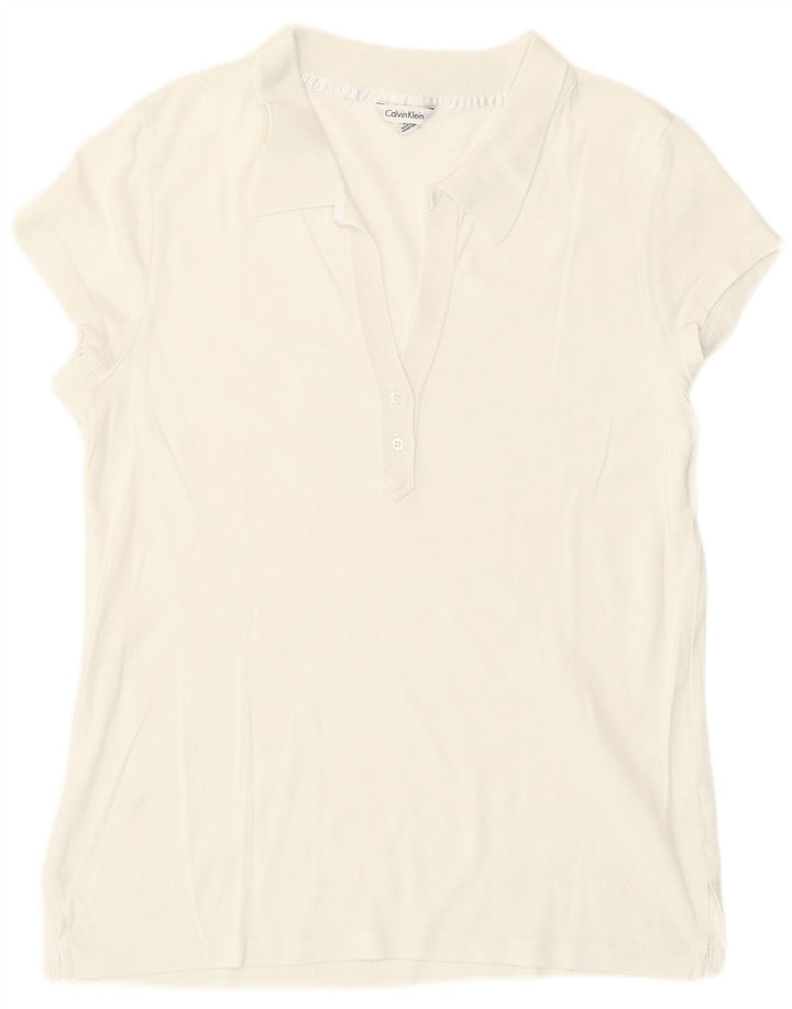 Tricou polo Calvin Klein pentru femei UK 14 Bumbac alb mediu