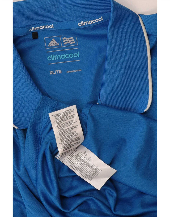 Tricou polo Adidas Climacool pentru bărbați XL, poliester cu dungi albastre