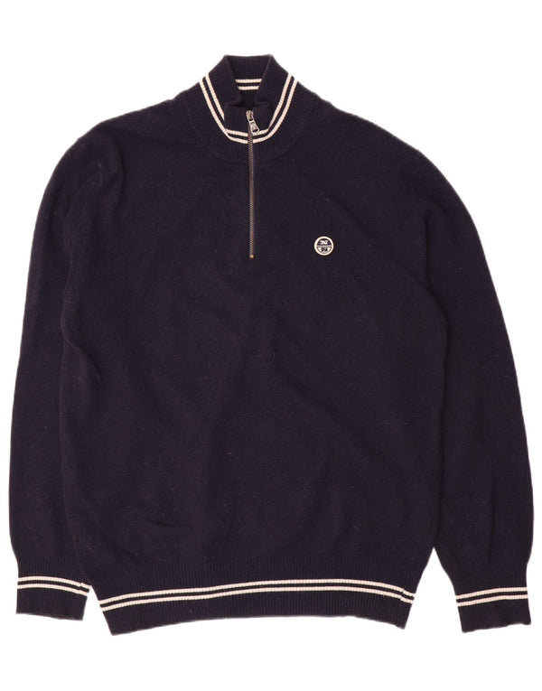 Pulover pentru bărbați North Sails, cu fermoar și gât, 2XL, lână bleumarin