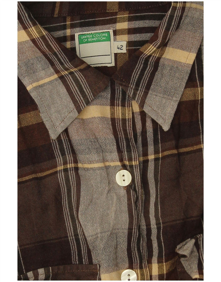 Cămașă Benetton pentru femei IT 42 Medium Brown Check Viscose