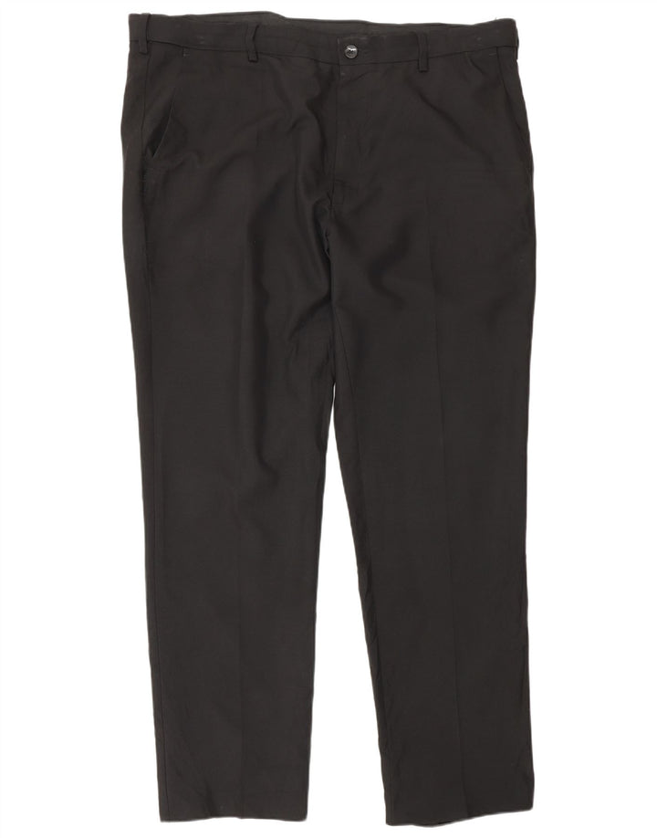 Marks & Spencer Pantaloni de costum pentru bărbați, drepti, cu croiala normală, L40 L30, negri