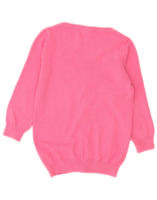 Pulover cardigan pentru femeie Zara cu mâneci 3/4 UK 10 mic bumbac roz