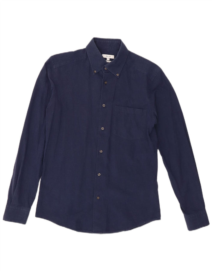 Cămașă Slim Fit Reiss pentru bărbați, bumbac, albastru bleumarin