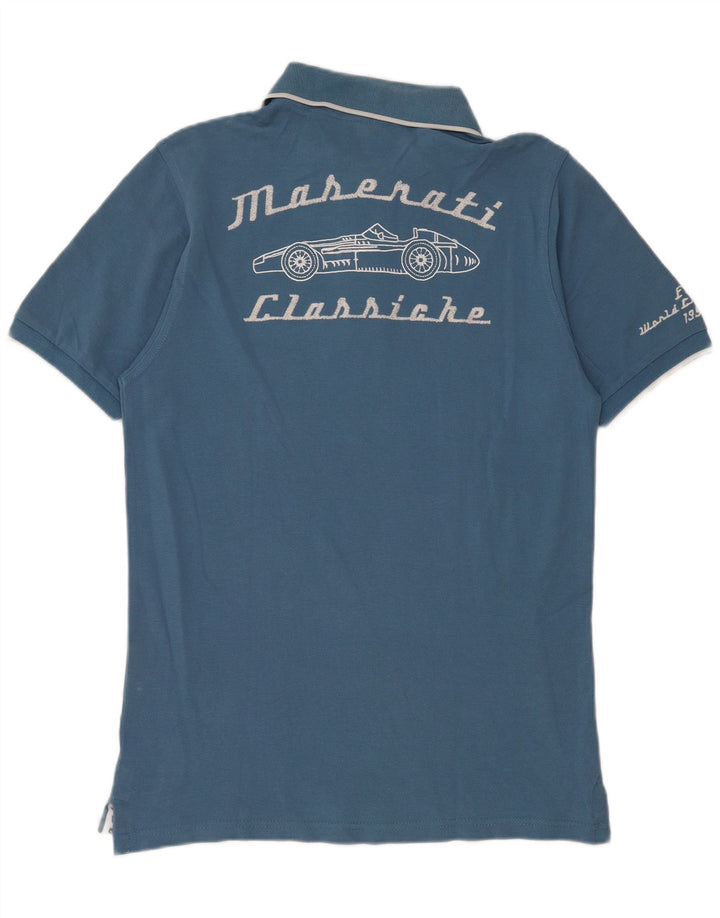 Tricou Polo Maserati pentru bărbați, bumbac albastru mediu