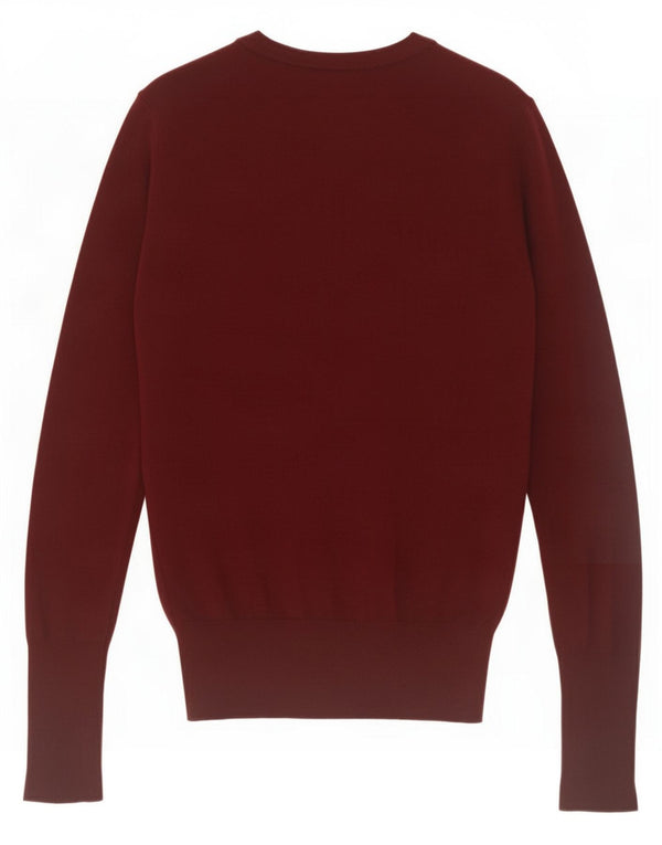Zara Womens Crew Neck Jumper Sweater UK 10 Small Burgundy