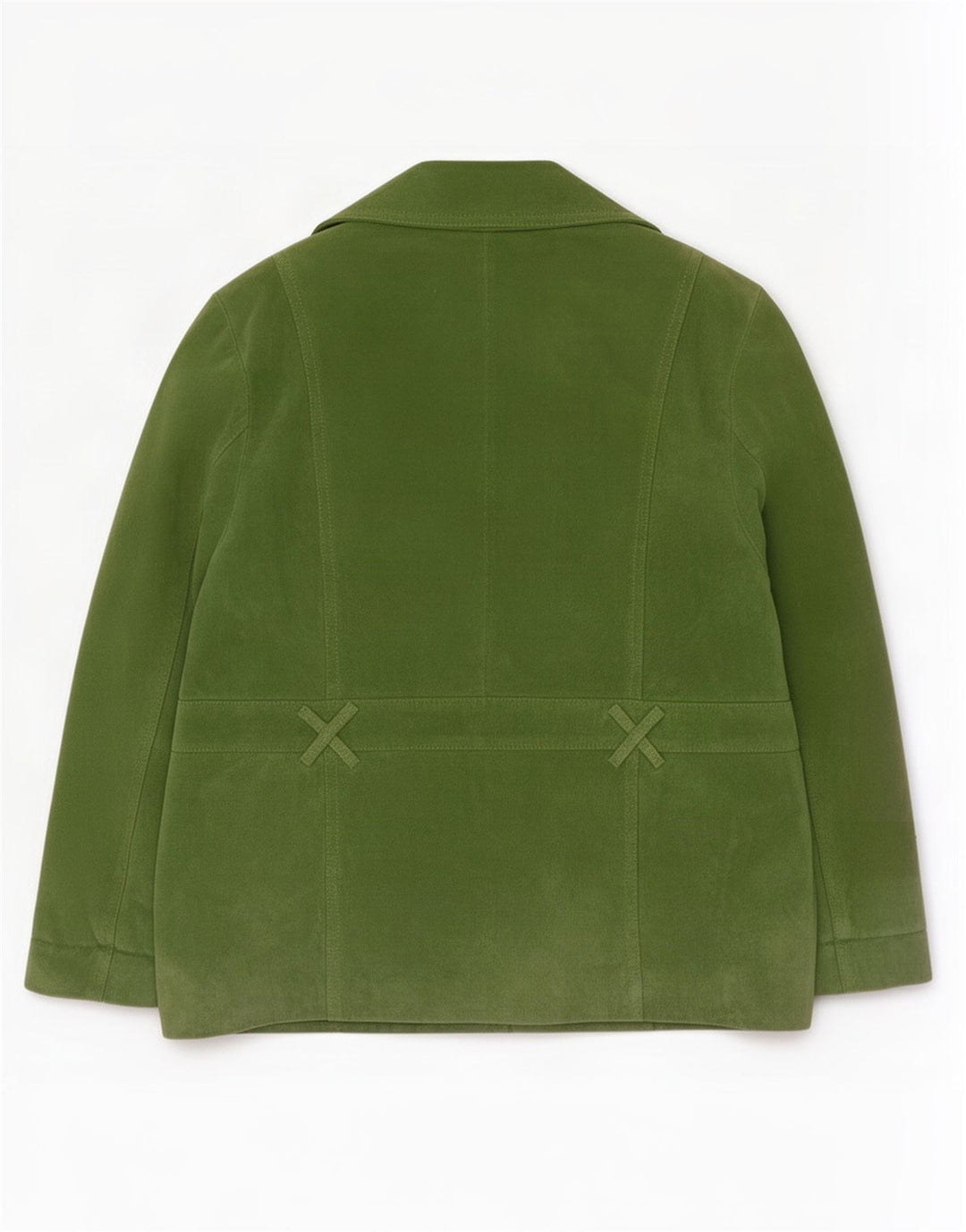 Jachetă vintage din piele intoarsa cu 4 nasturi pentru femei UK 20 2XL din piele verde