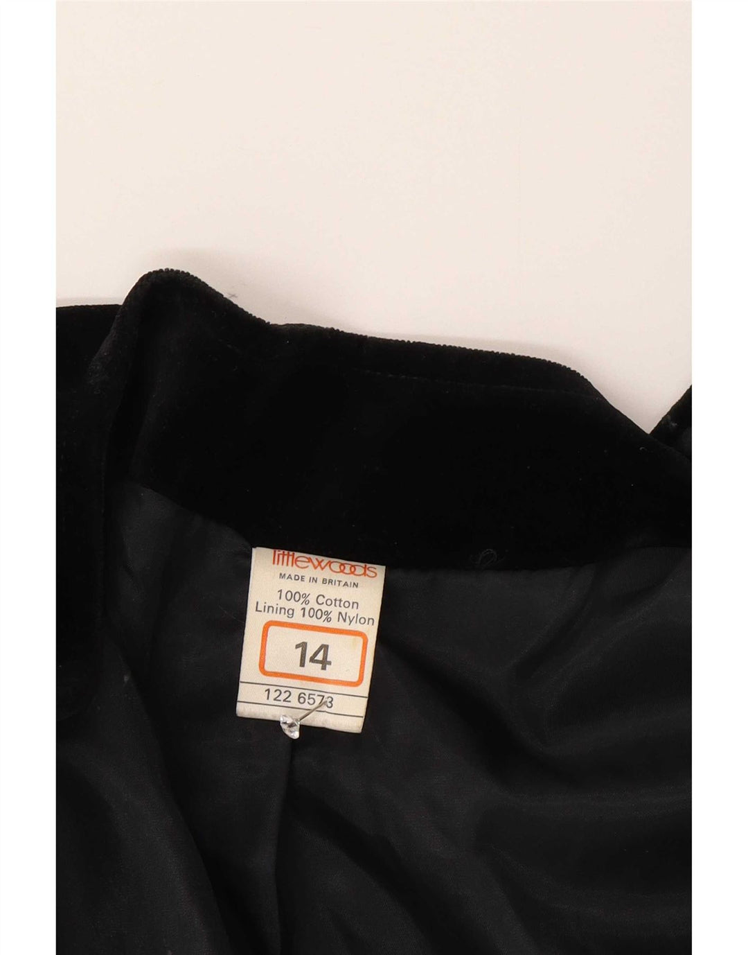Jachetă vintage pentru femei din catifea supradimensionată, UK 14, bumbac mediu negru
