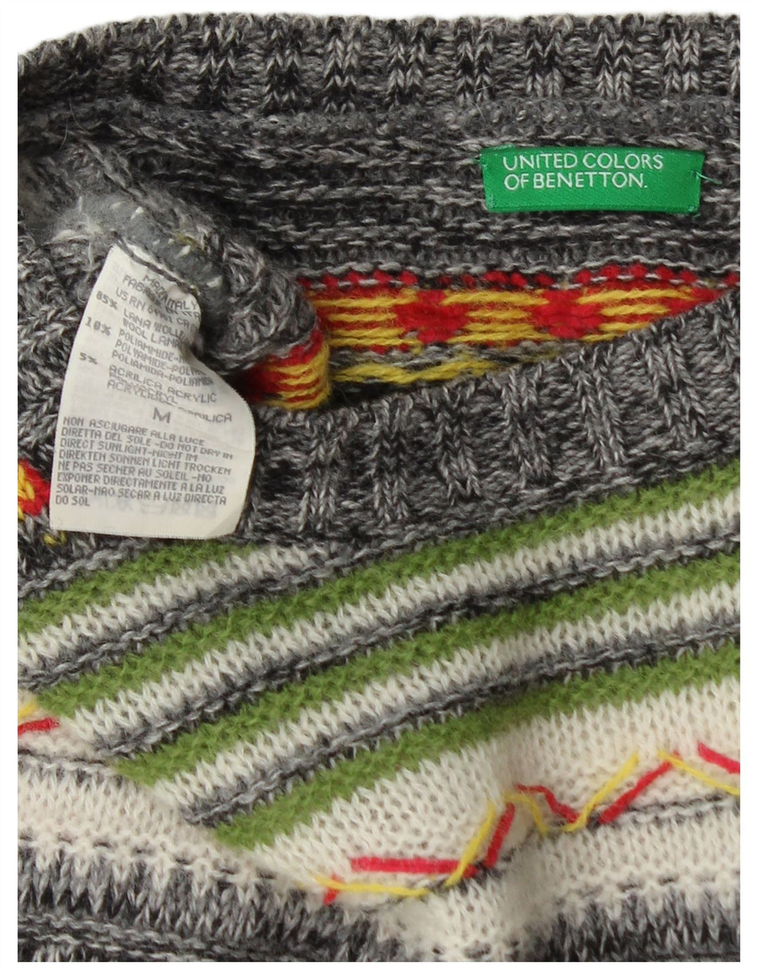 Pulover înalt pentru bărbați BENETTON, cu gât crew, cu dungi medii, multicolore