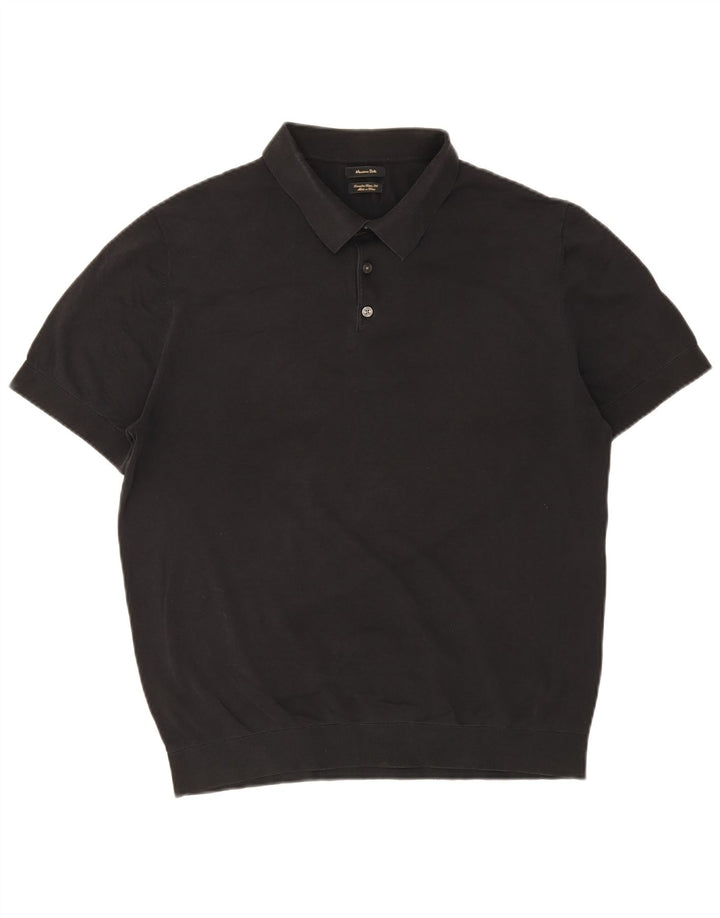 Tricou polo Massimo Dutti pentru bărbați, bumbac negru mare