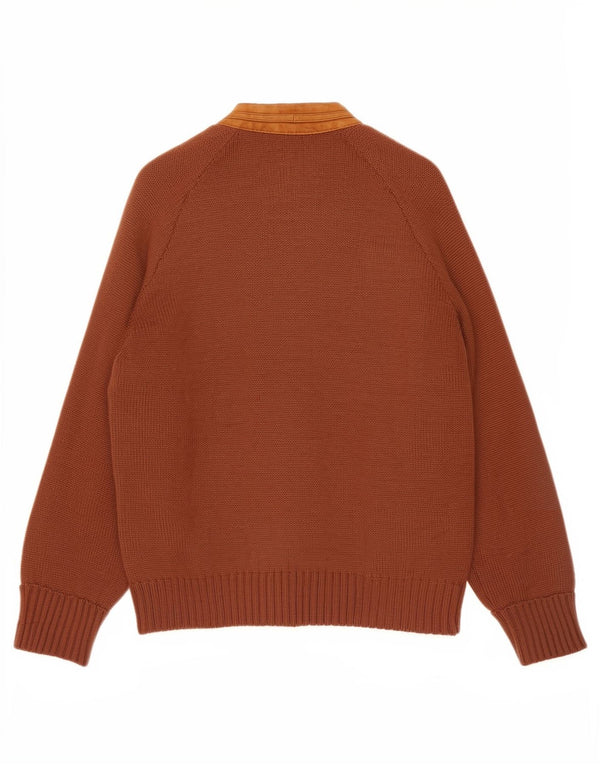 Cardigan Vintage pentru bărbați din piele maro medie