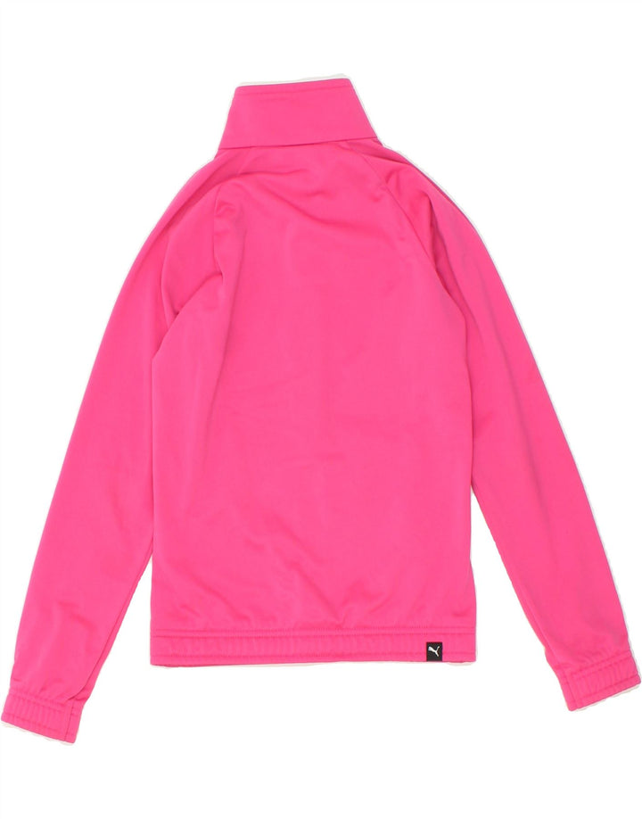 PUMA Girls Graphic Tracksuit Top Jacket 9-10 Years Pink Polyester Vintage Puma and Second-Hand Puma from Messina Hembry 