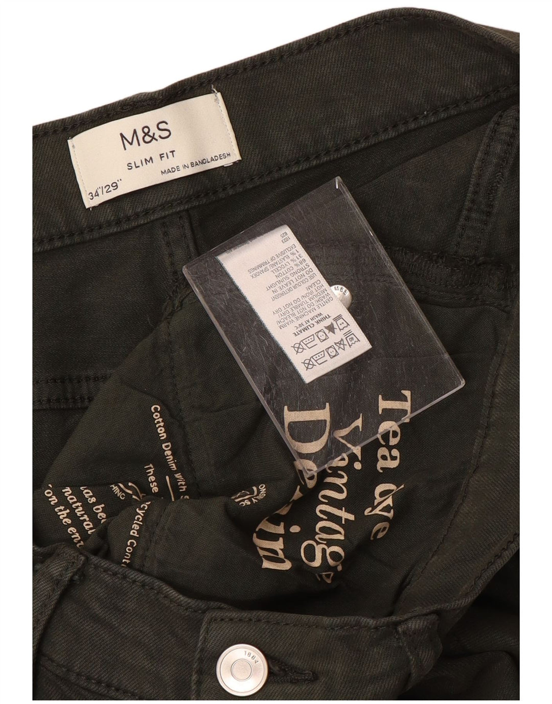 Blugi slim pentru bărbați Marks & Spencer W34 L29 bumbac kaki