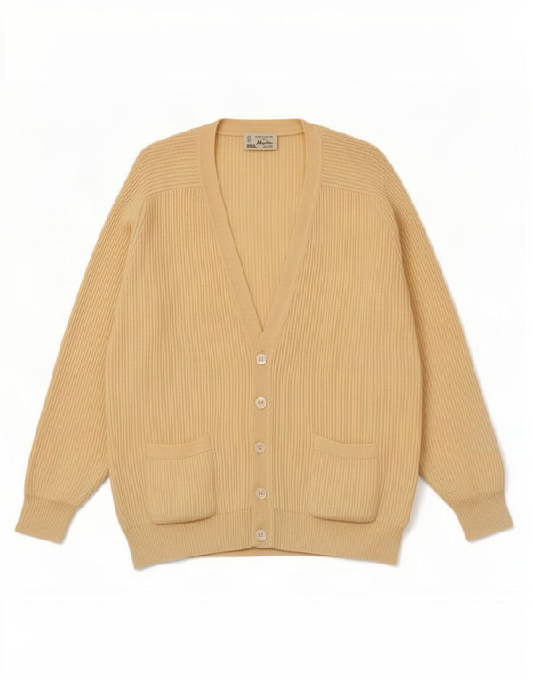 Pulover Cardigan Vintage pentru bărbați XL Galben Lână Nouă