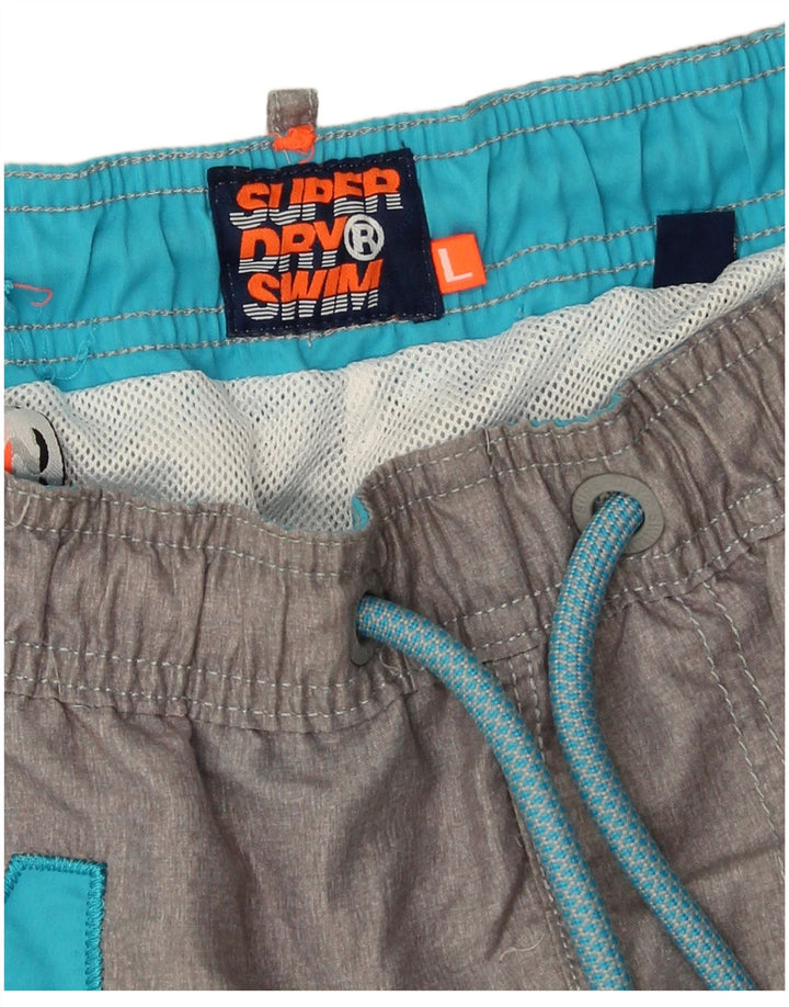 Pantaloni scurți de înot grafic Superdry pentru bărbați, mari, gri, poliester