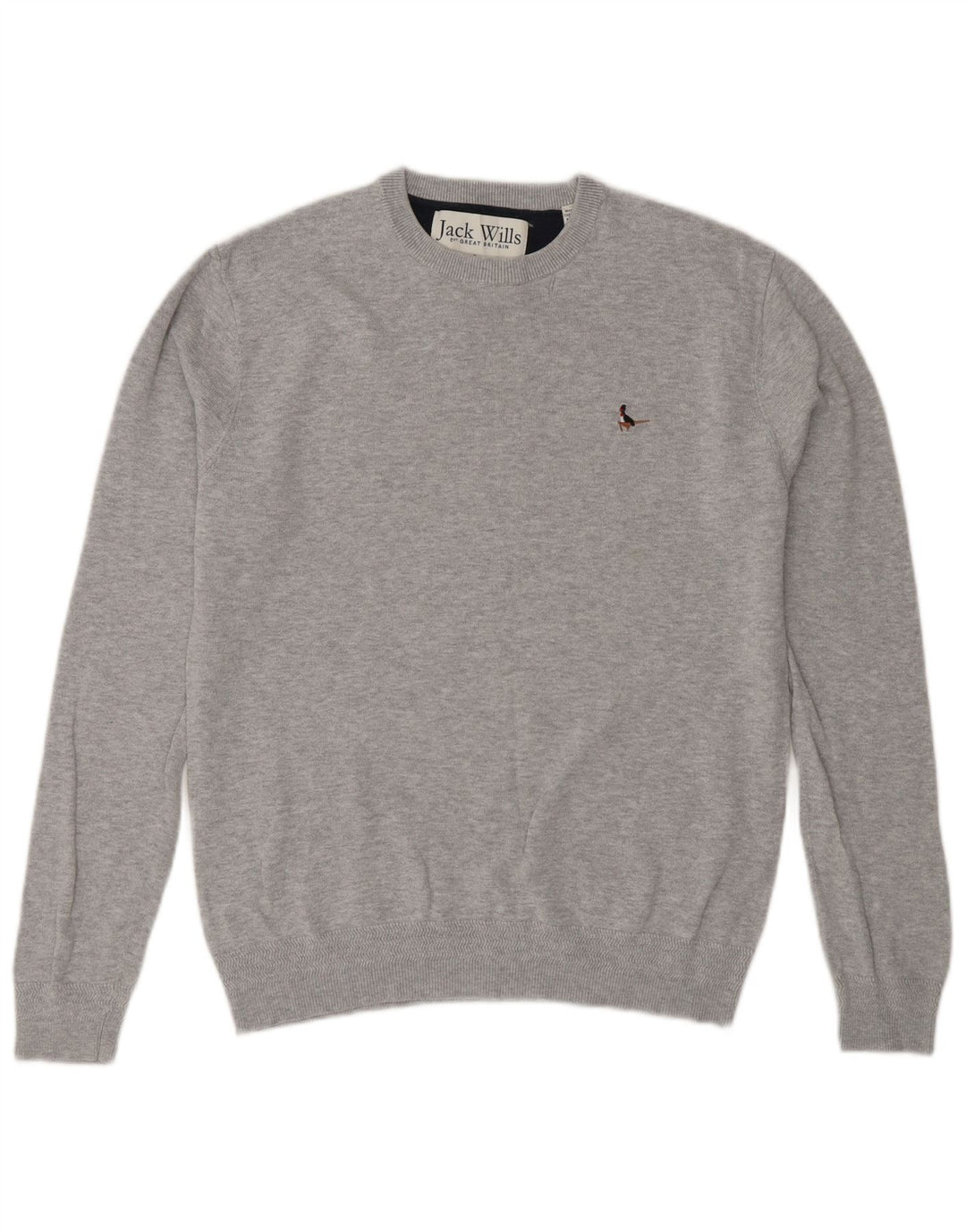 Pulover Jack Wills pentru bărbați cu gât roșu, bumbac mic, gri