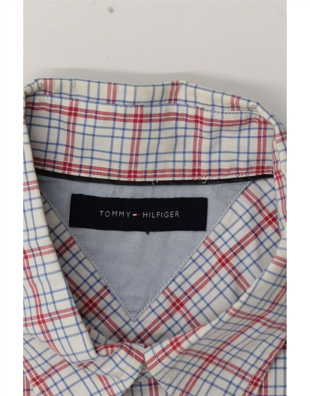 TOMMY HILFIGER Cămașă cu mânecă scurtă pentru bărbați XL, bumbac cu carouri albastre