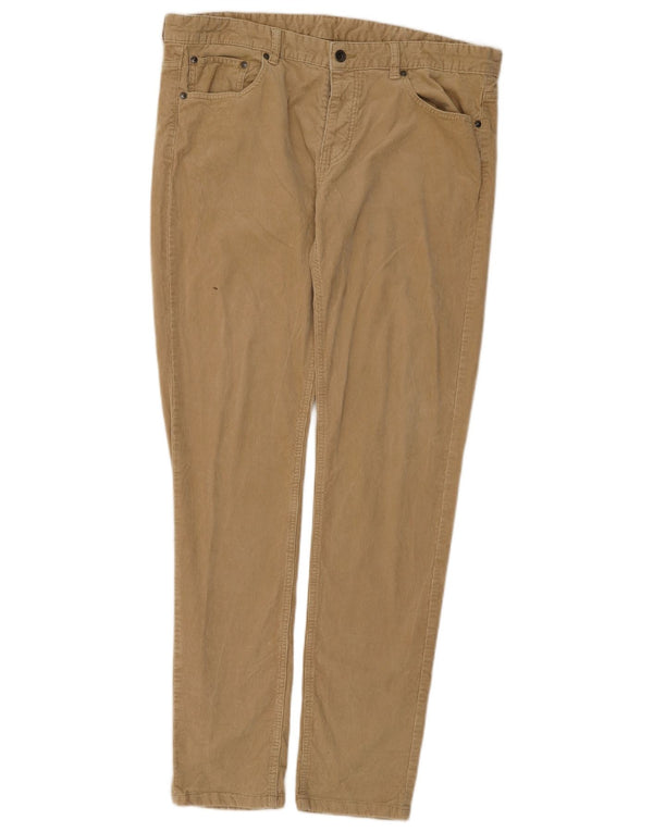 Pantaloni subțiri din velur pentru bărbați Benetton IT 54 2XL W38 L33 Bej Bumbac