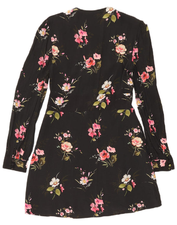 Rochie A-Line cu mânecă lungă pentru femei Zara UK 10 Mic Negru Floral