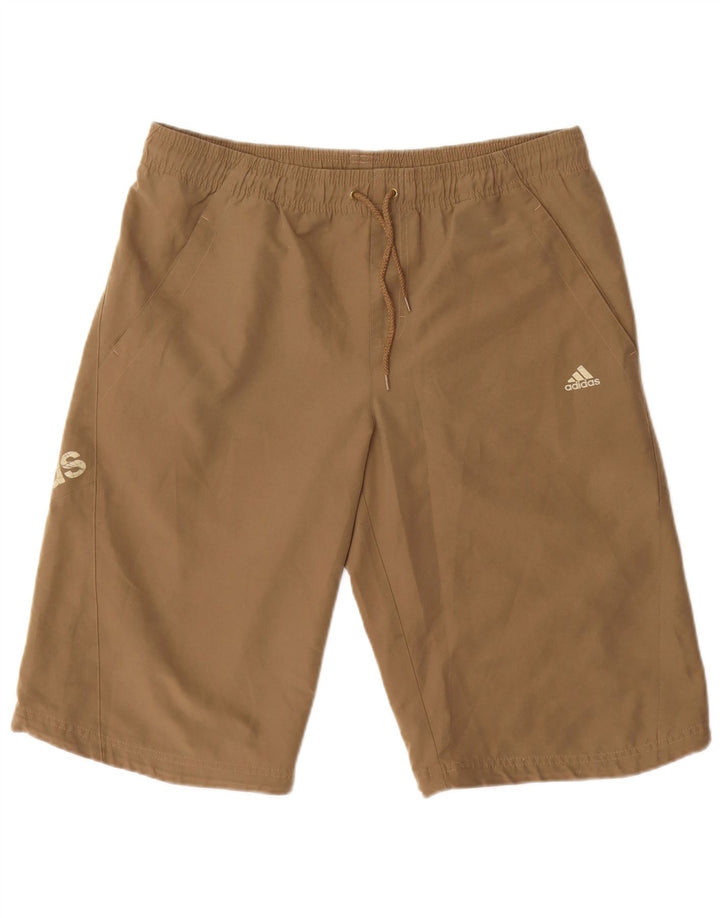 Pantaloni scurți sport grafic Adidas pentru bărbați, poliester maro mediu