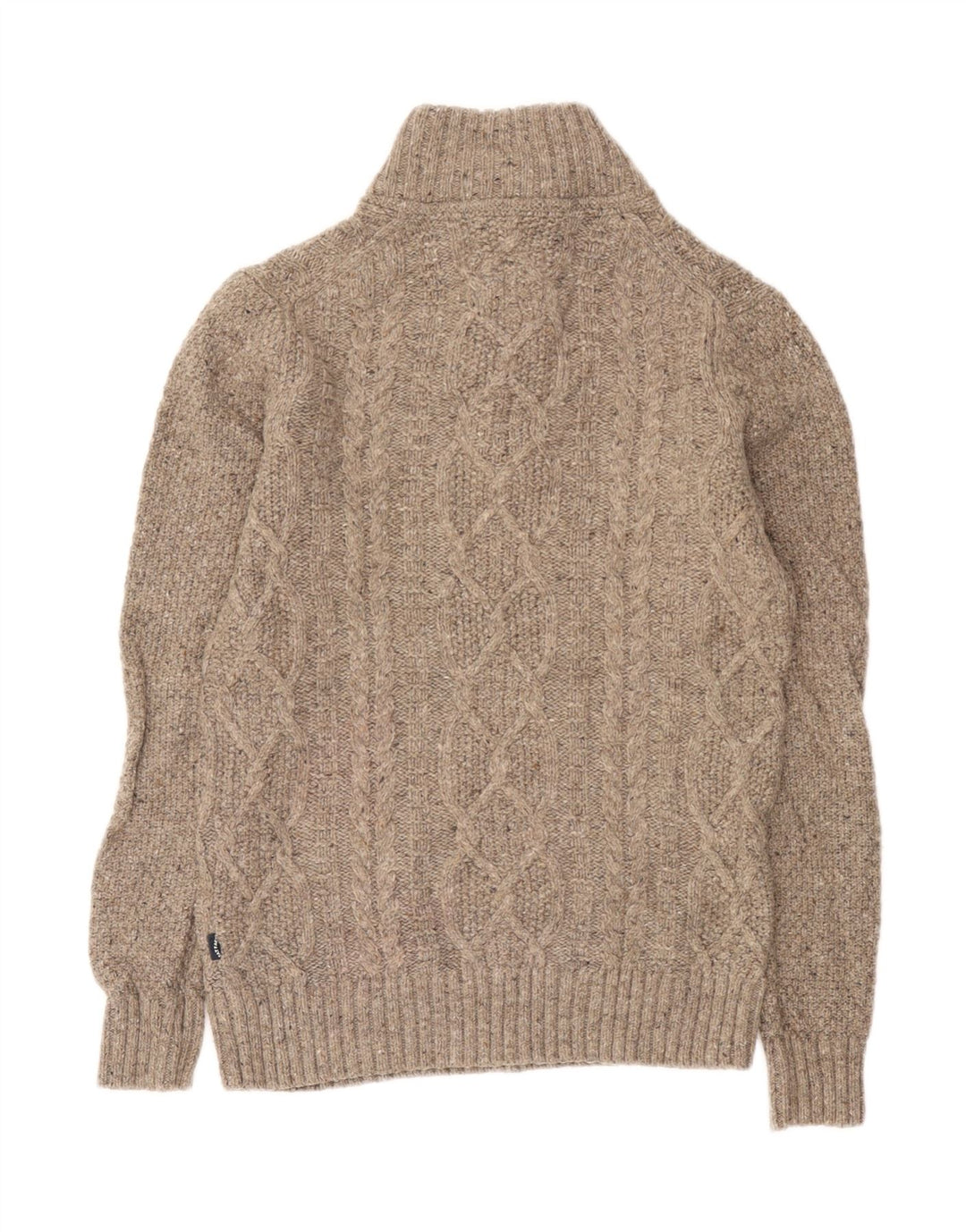 Pulover pentru bărbați Fat Face cu gât cu nasturi, lână mică, bej