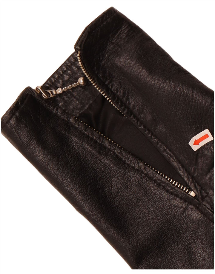 Jachetă Bolero din piele vintage pentru femei UK 12 Medium Black