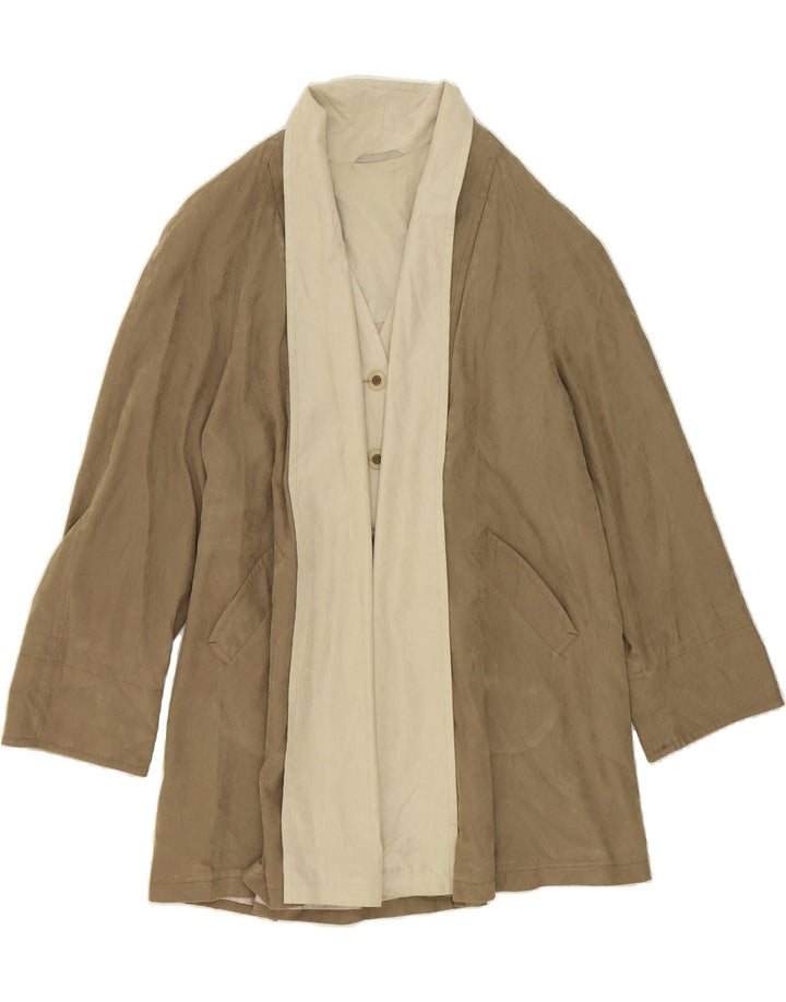 CANADA Womens Overcoat UK 18 XL Beige Colourblock Polyester Vintage Canada and Second-Hand Canada from Messina Hembry 