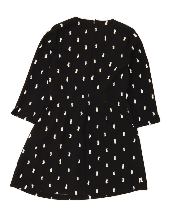WAREHOUSE Womens 3/4 Sleeve A-Line Dress UK 12 Medium  Black Spotted Vintage Warehouse and Second-Hand Warehouse from Messina Hembry 