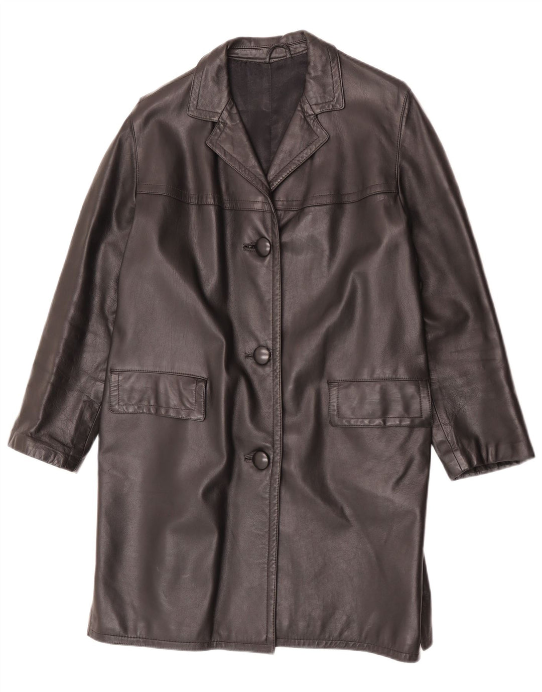 Palton din piele vintage pentru femei UK 14 Medium Black