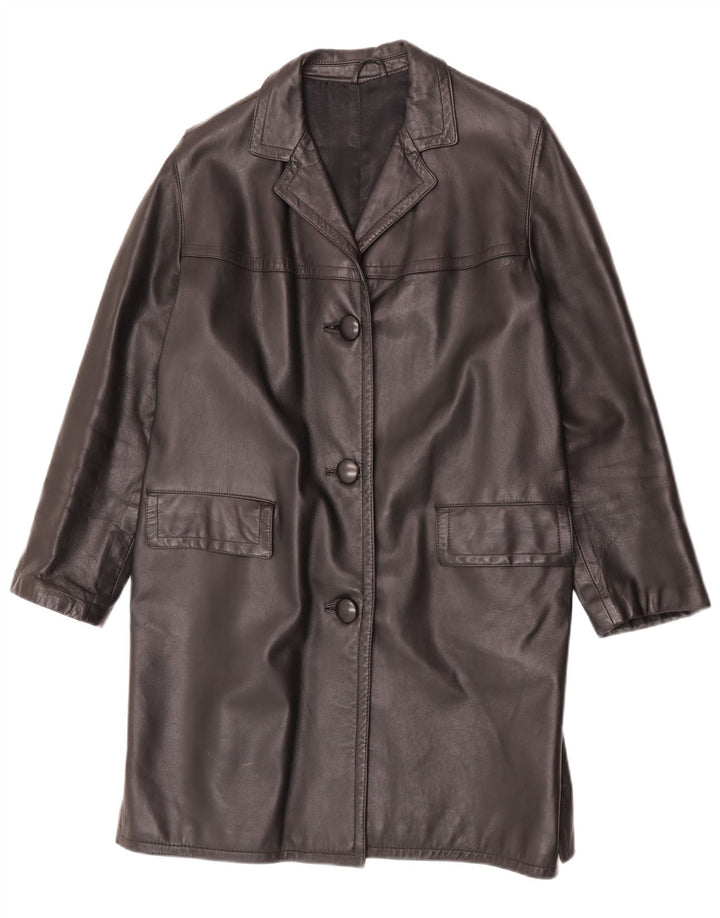 Palton din piele vintage pentru femei UK 14 Medium Black