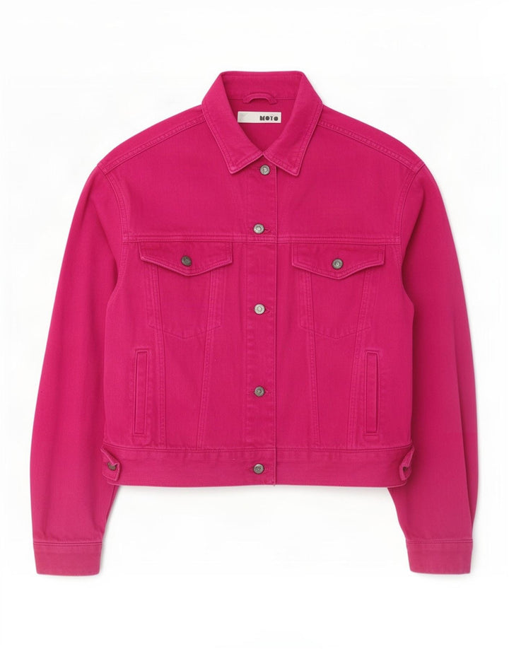 Jachetă de blugi supradimensionată pentru femei Topshop UK 10 mic bumbac roz