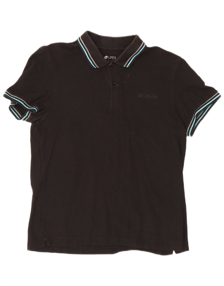 Tricou polo pentru bărbați Lotto, mare, negru, bumbac