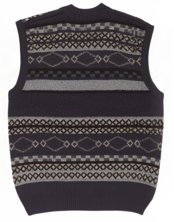 Pulover Cardigan fără mâneci pentru bărbați Canda By C&A Medium Bleumarin Geometric