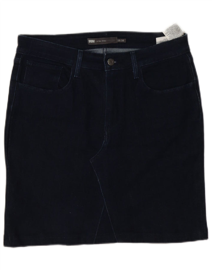 Fusta de blugi pentru femei Levi's W30 bumbac bleumarin mediu
