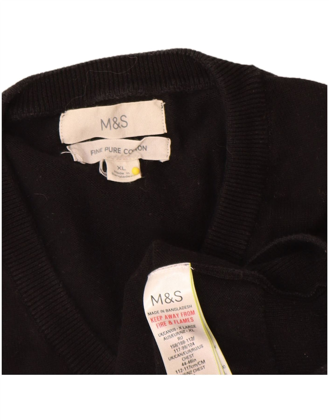 Pulover pentru bărbați Marks & Spencer, cu decolteu în V, XL, bumbac negru