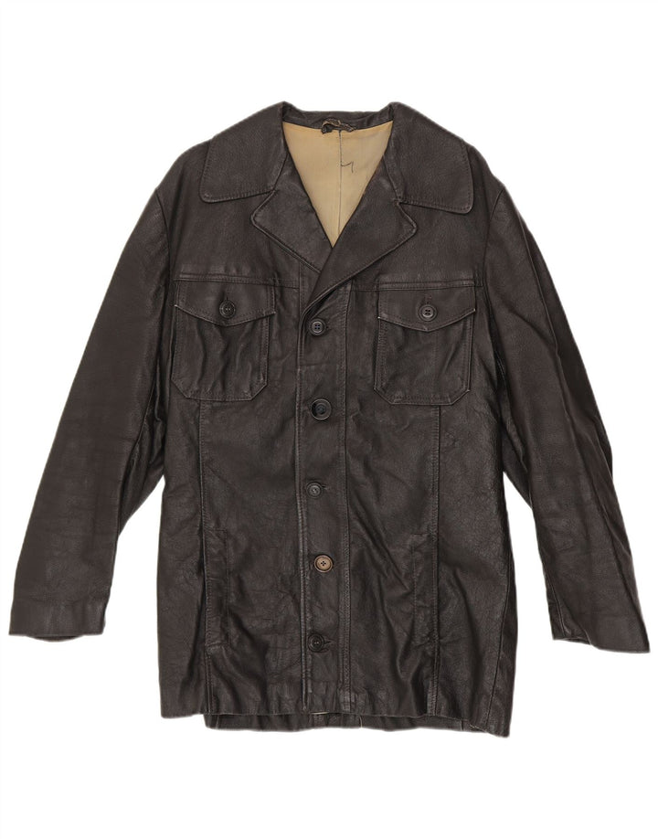 Jachetă de piele vintage pentru bărbați UK 38 Medium Black