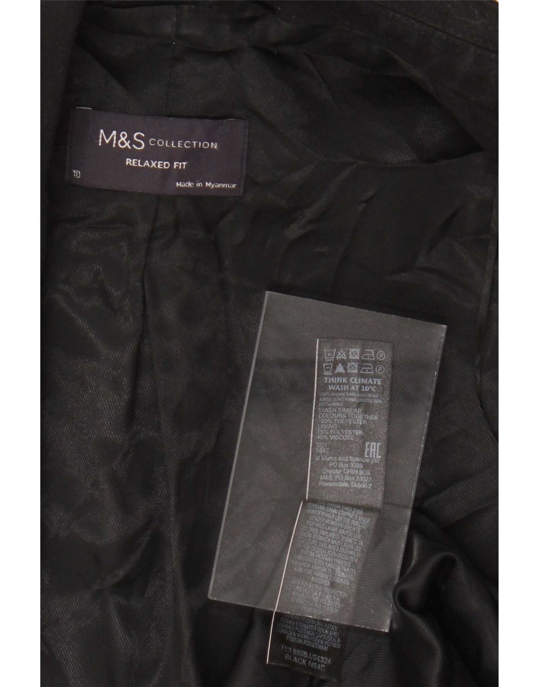 Jachetă pentru femei Marks & Spencer, cu ajustare relaxată, negru, 10 UK