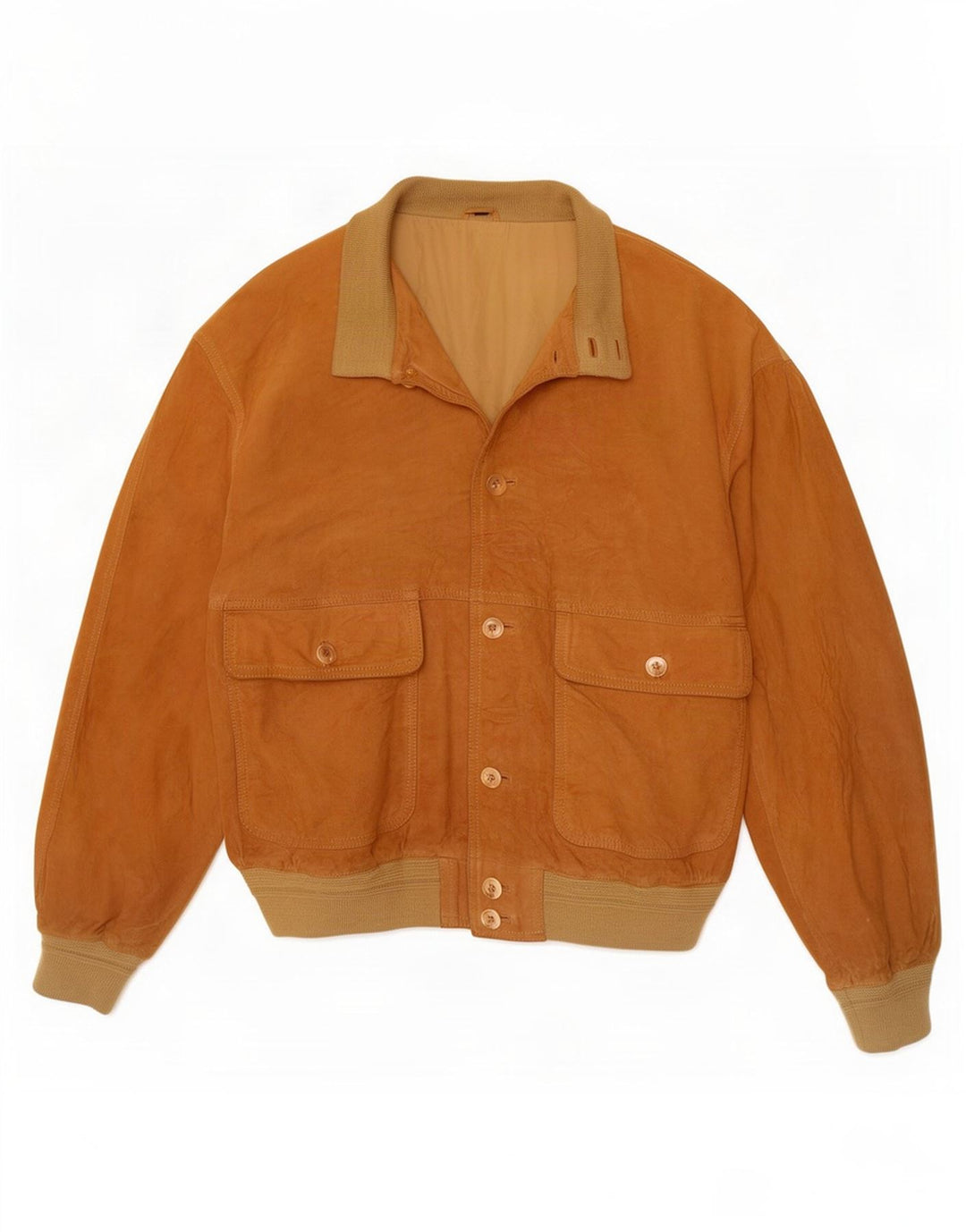Bomber vintage pentru bărbați din piele intoarsa IT 50 mare, maro, din piele