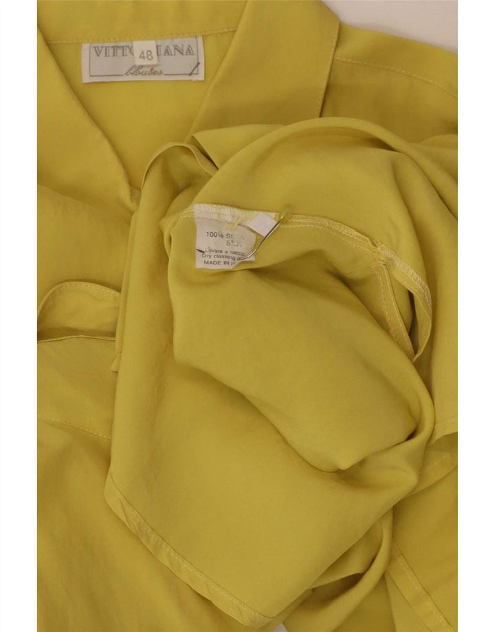 Cămașă Vintage Femei IT 48 XL Mătase Galbenă