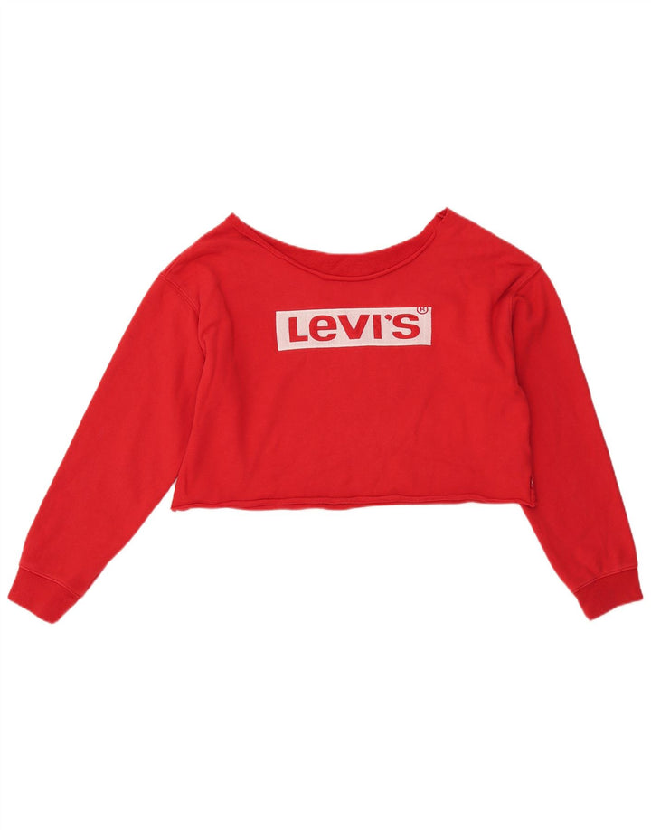 Pulover de hanorac oversized Crop Graphic pentru femei LEVI'S UK 6 XS bumbac roșu