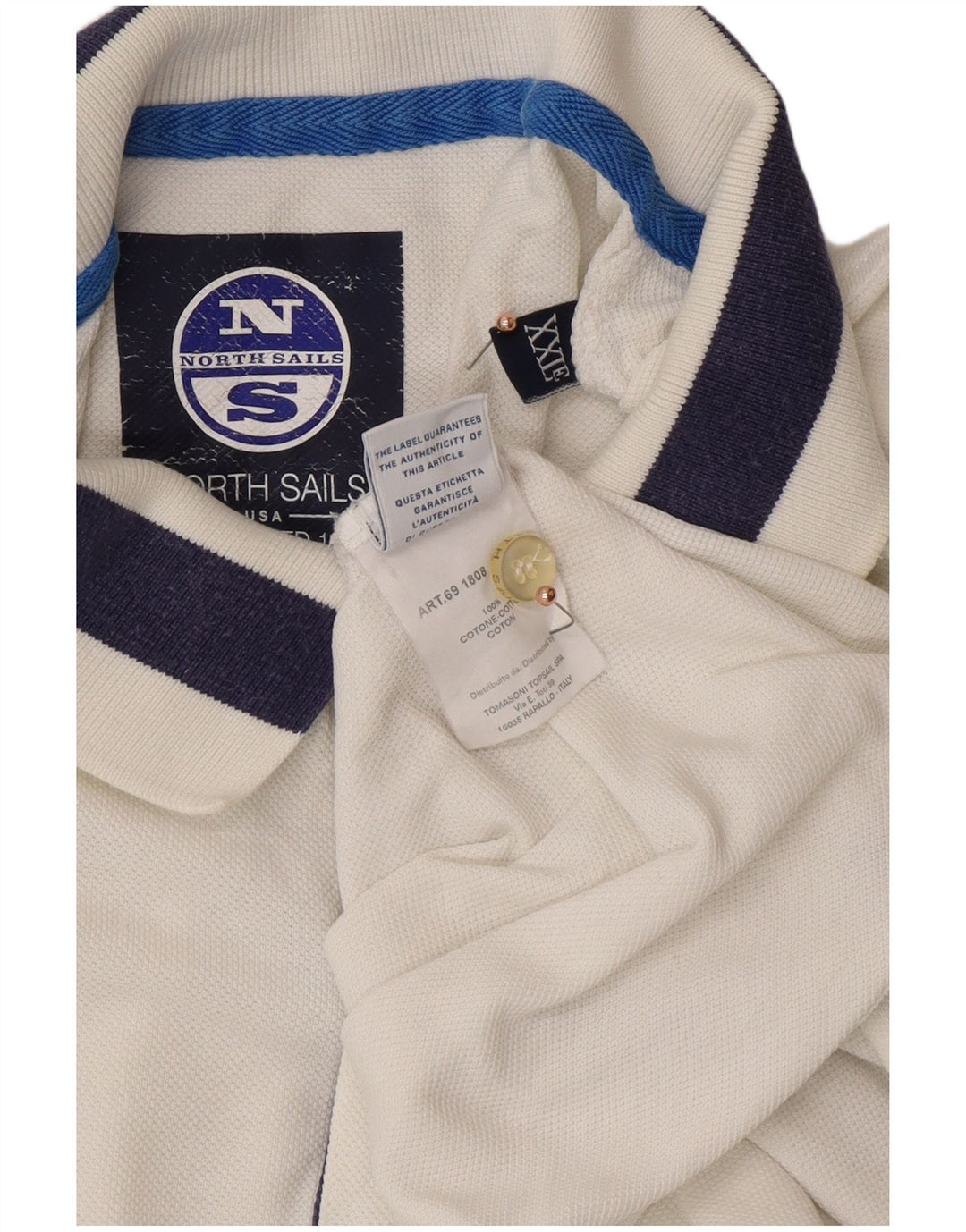 Cămașă polo NORTH SAILS pentru bărbați, bumbac color bloc alb 2XL