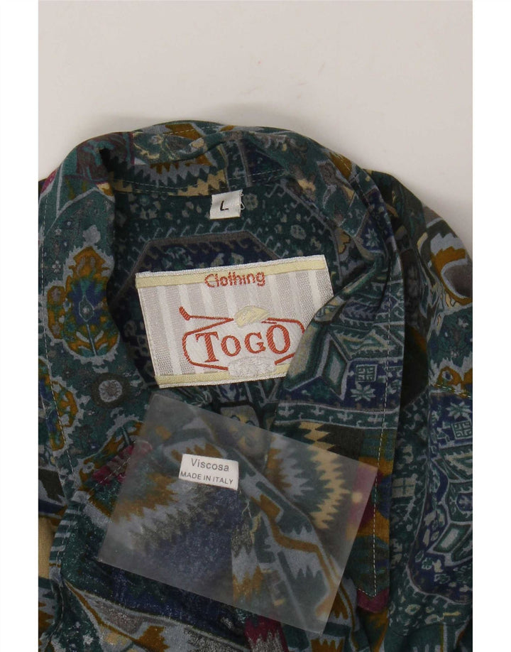 Cămașă Togo bărbați mare, multicoloră, patchwork, viscoză